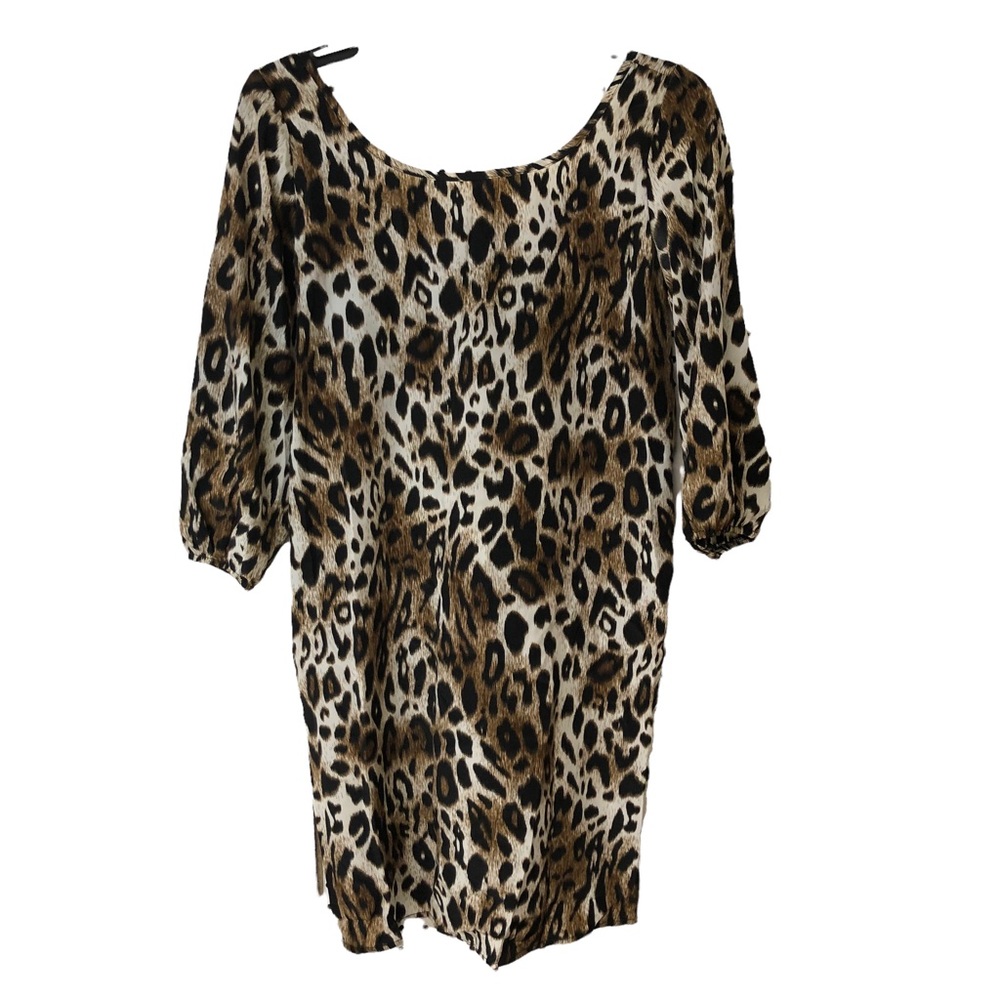 Leopard Print Midi Dress w/Cascading Bow on Back by Yetts of Los Angeles SZ S